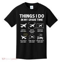 Funny Airplane Things I Do In My Spare Time Pilots Kids T-Shirt thumb 0