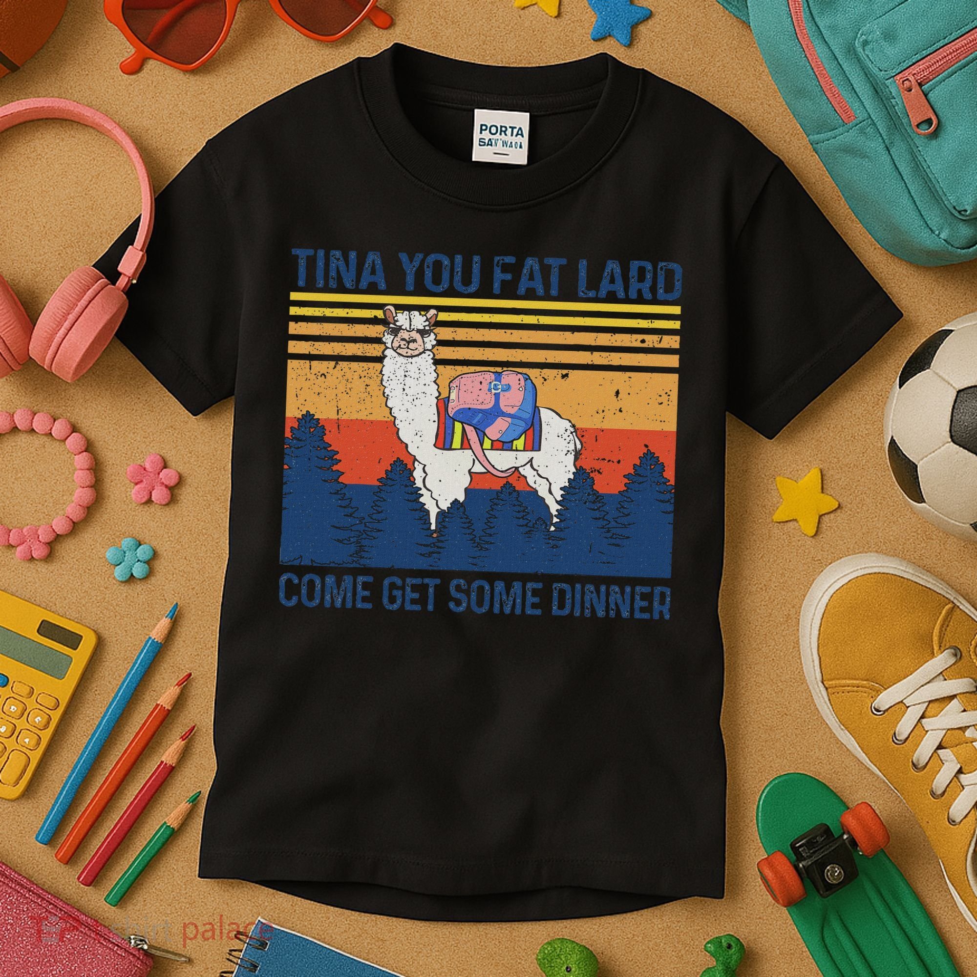 Funny Alpaca Tina You Fat Lard Come And Get Some Dinner Kids T-Shirt