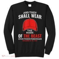 Funny Anti Trump Mark Of The Beast Red Hat Sweatshirt thumb 0