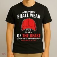 Funny Anti Trump Mark Of The Beast Red Hat T-Shirt thumb 3