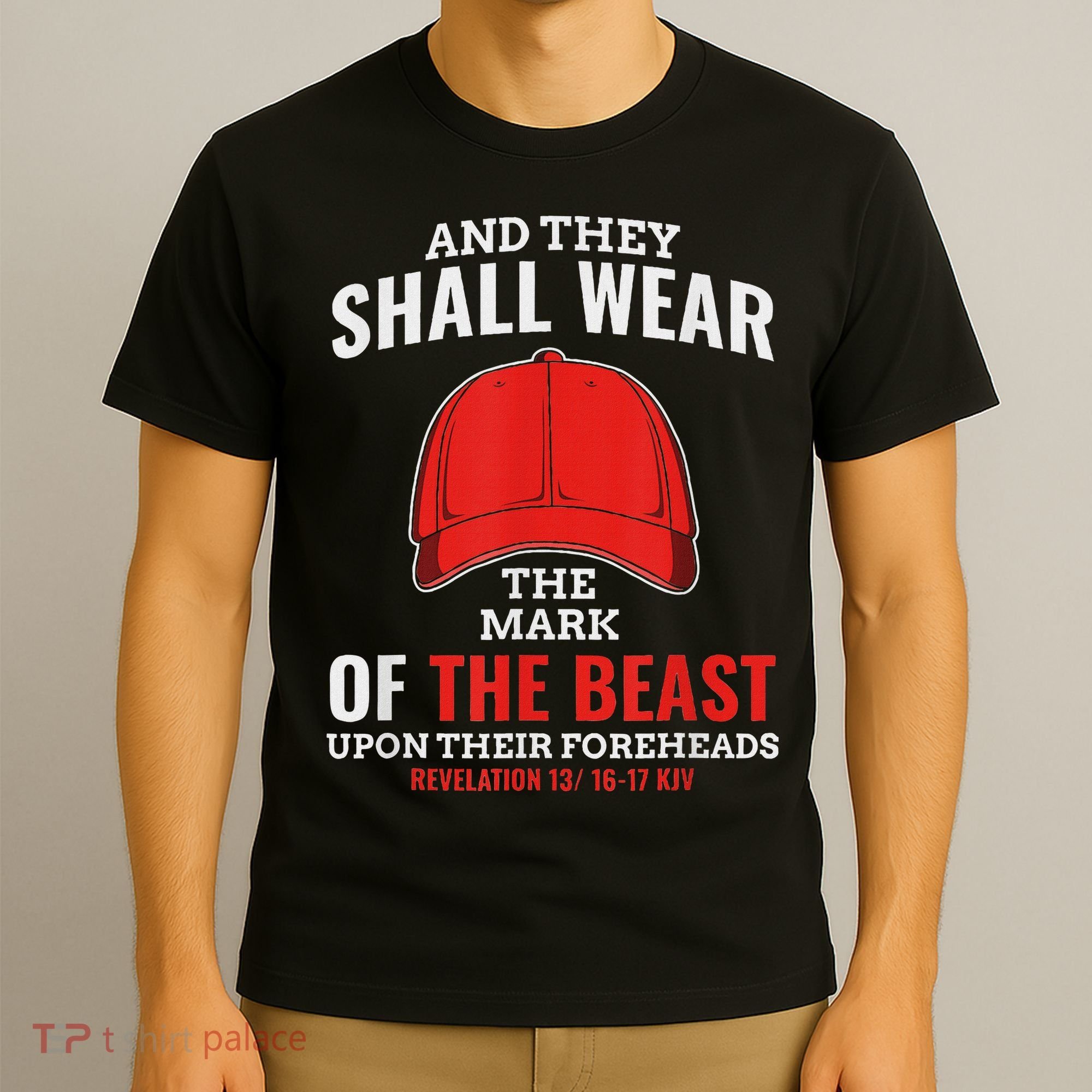 Funny Anti Trump Mark Of The Beast Red Hat T-Shirt