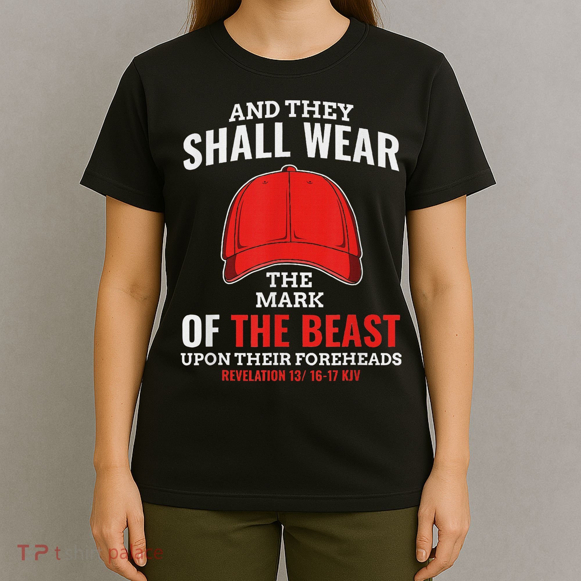 Funny Anti Trump Mark Of The Beast Red Hat T-Shirt