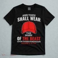 Funny Anti Trump Mark Of The Beast Red Hat T-Shirt thumb 5