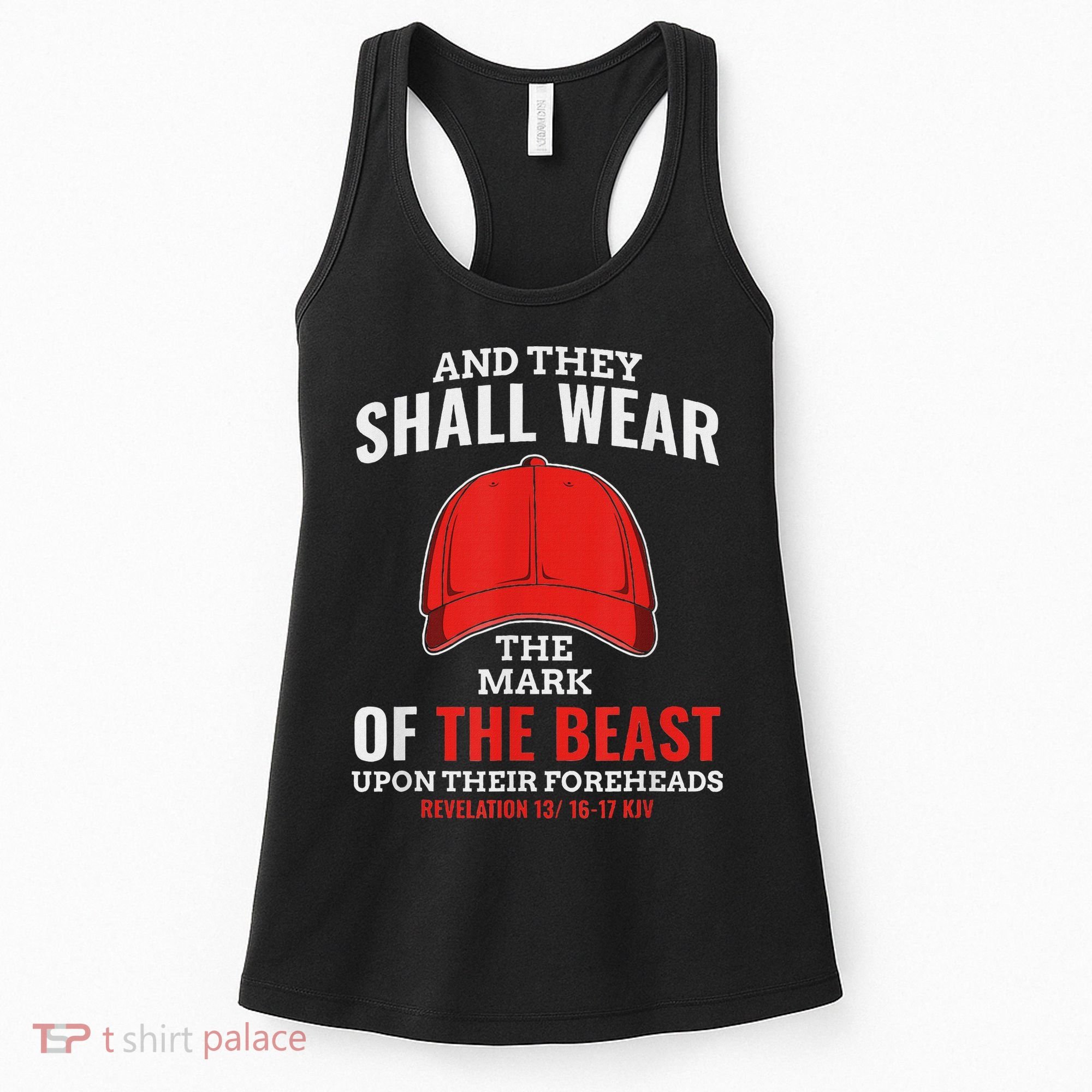 Funny Anti Trump Mark Of The Beast Red Hat Women's Tank Top