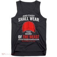 Funny Anti Trump Mark Of The Beast Red Hat Tank Top thumb 0