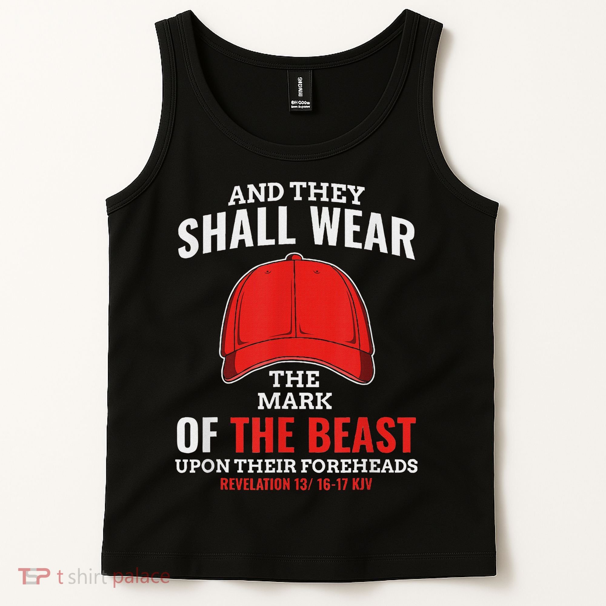 Funny Anti Trump Mark Of The Beast Red Hat Tank Top