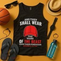 Funny Anti Trump Mark Of The Beast Red Hat Tank Top thumb 4