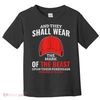 Funny Anti Trump Mark Of The Beast Red Hat Toddler T-Shirt thumb 0