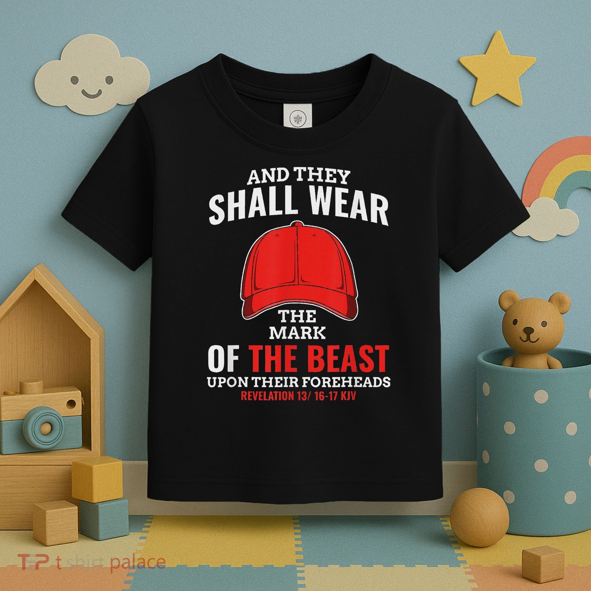 Funny Anti Trump Mark Of The Beast Red Hat Toddler T-Shirt