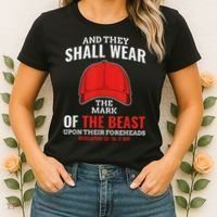 Funny Anti Trump Mark Of The Beast Red Hat Women's T-Shirt thumb 2