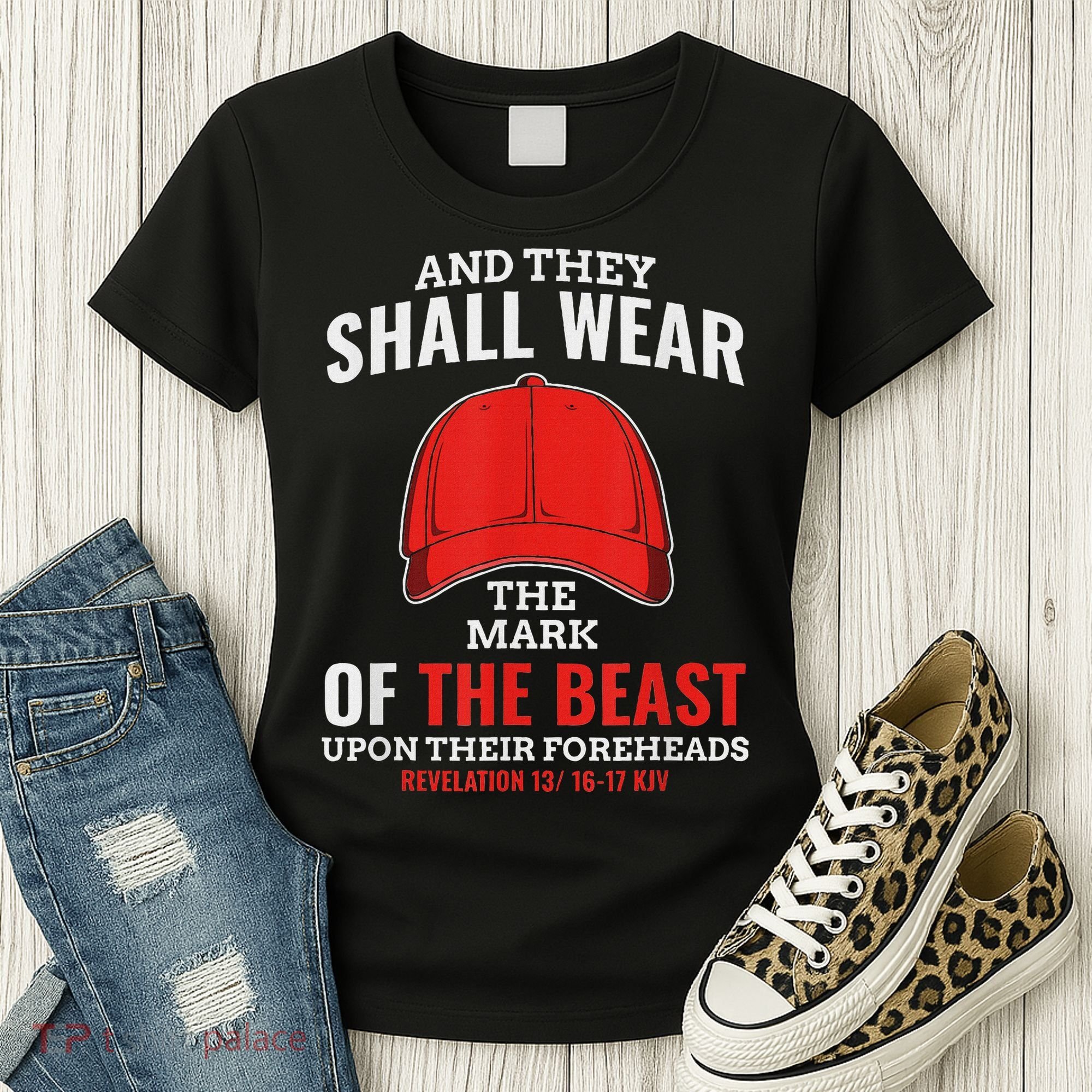 Funny Anti Trump Mark Of The Beast Red Hat Women's T-Shirt