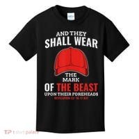 Funny Anti Trump Mark Of The Beast Red Hat Kids T-Shirt thumb 0