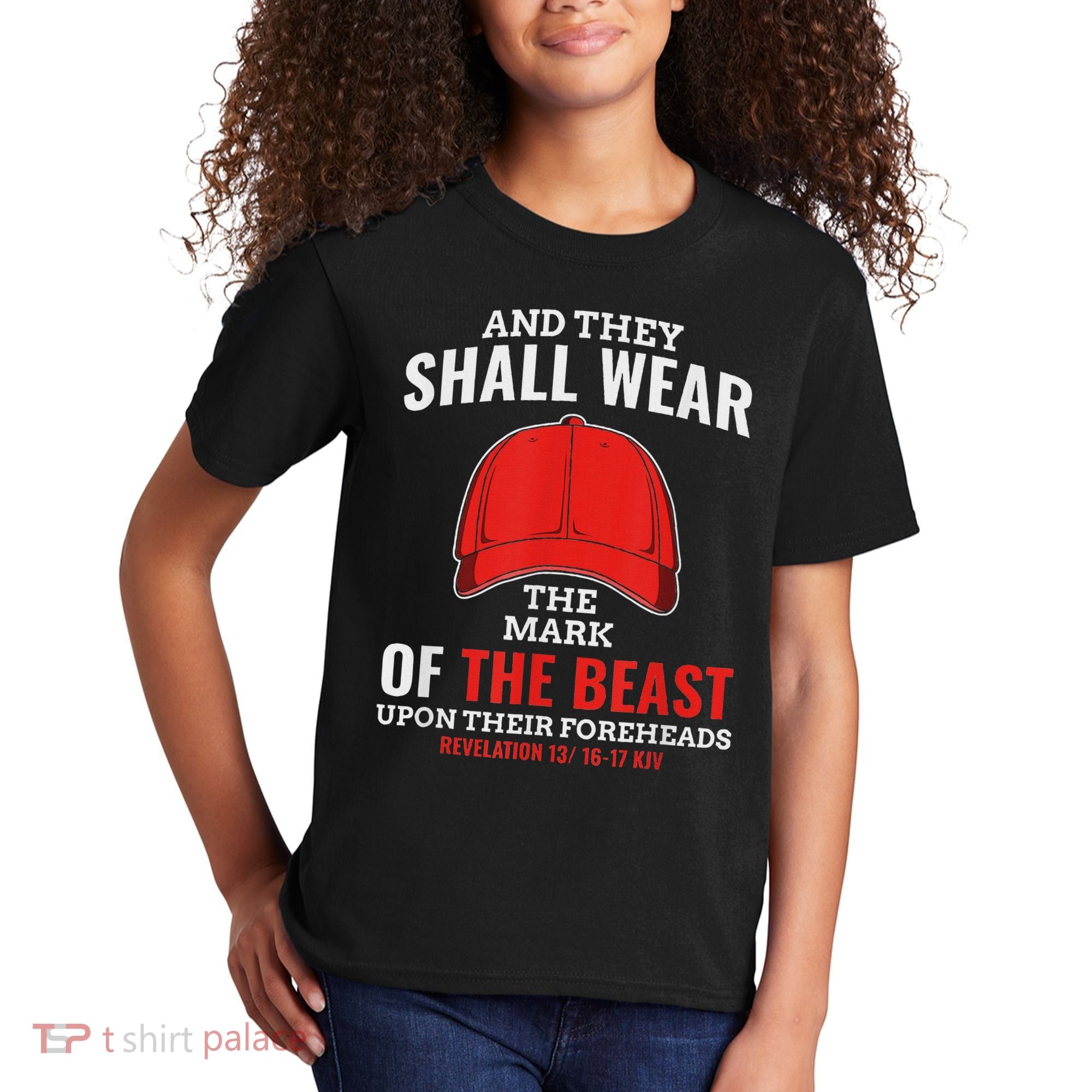Funny Anti Trump Mark Of The Beast Red Hat Kids T-Shirt