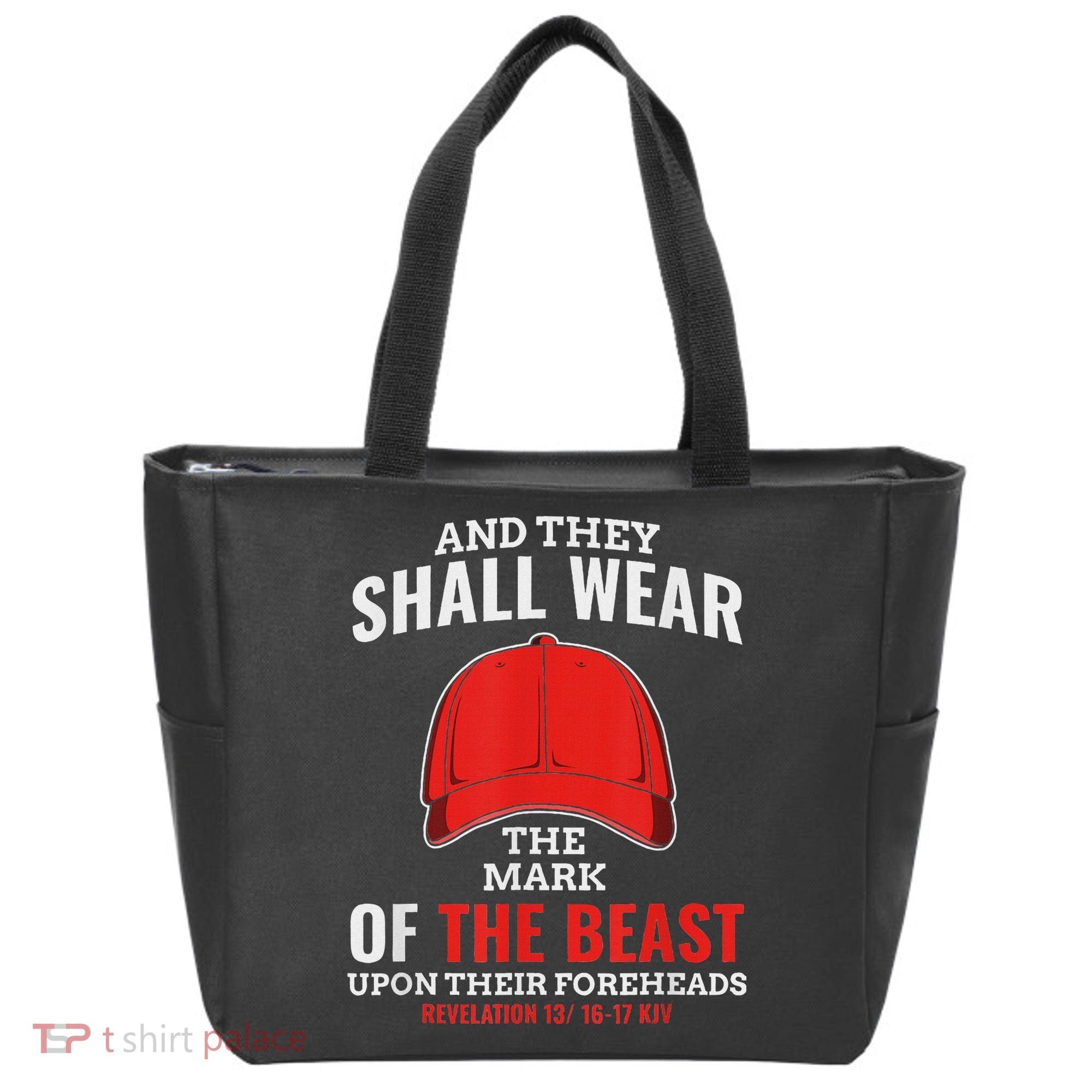 Funny Anti Trump Mark Of The Beast Red Hat Tote Bag