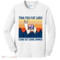Funny Alpaca Tina You Fat Lard Come And Get Some Dinner Kids Long Sleeve Shirt thumb 0