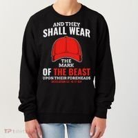 Funny Anti Trump Mark Of The Beast Red Hat Liberal Gift Women's Sweatshirt thumb 0