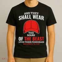 Funny Anti Trump Mark Of The Beast Red Hat Liberal Gift T-Shirt thumb 3