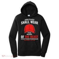 Funny Anti Trump Mark Of The Beast Red Hat Liberal Gift Women's Hoodie thumb 0