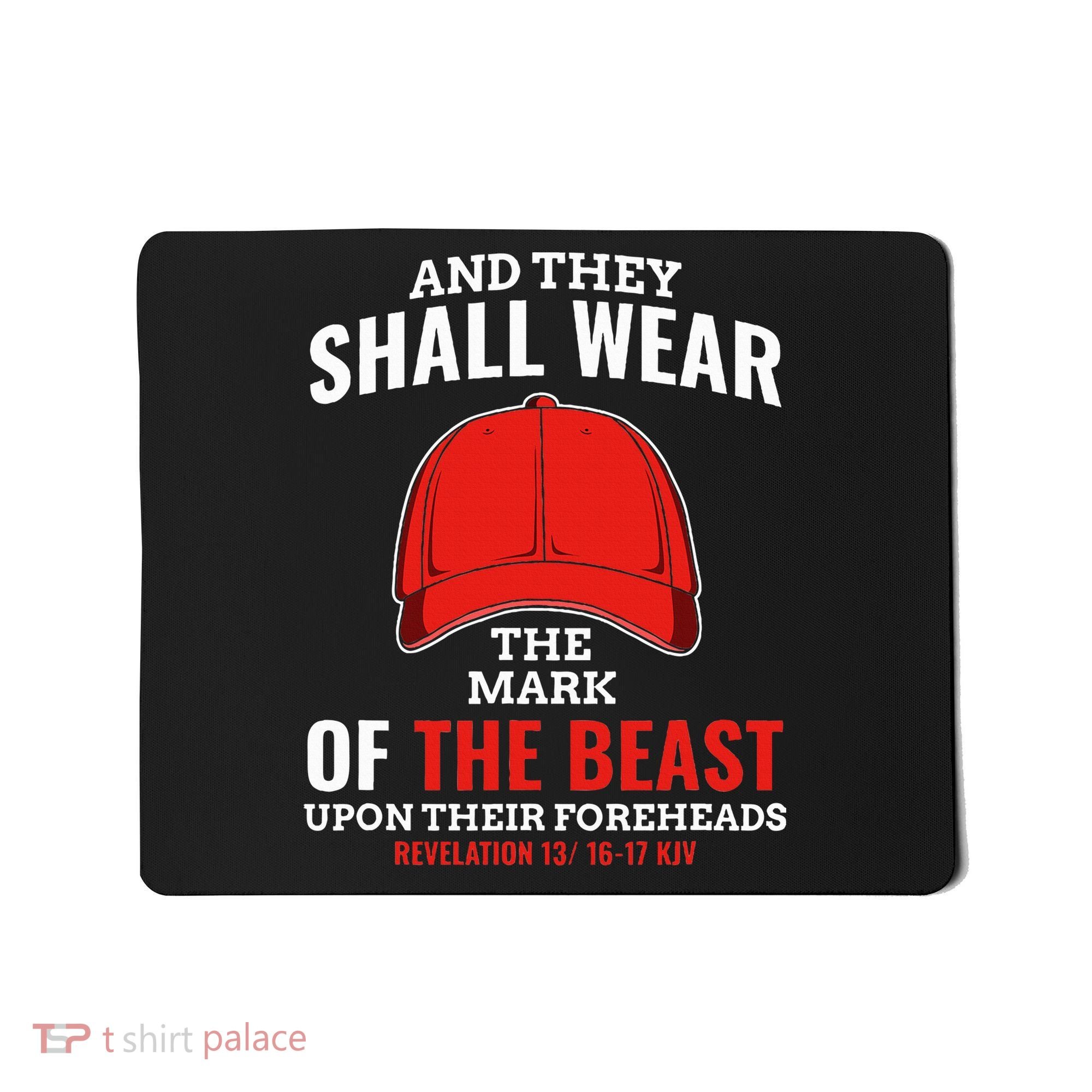 Funny Anti Trump Mark Of The Beast Red Hat Liberal Gift Mousepad
