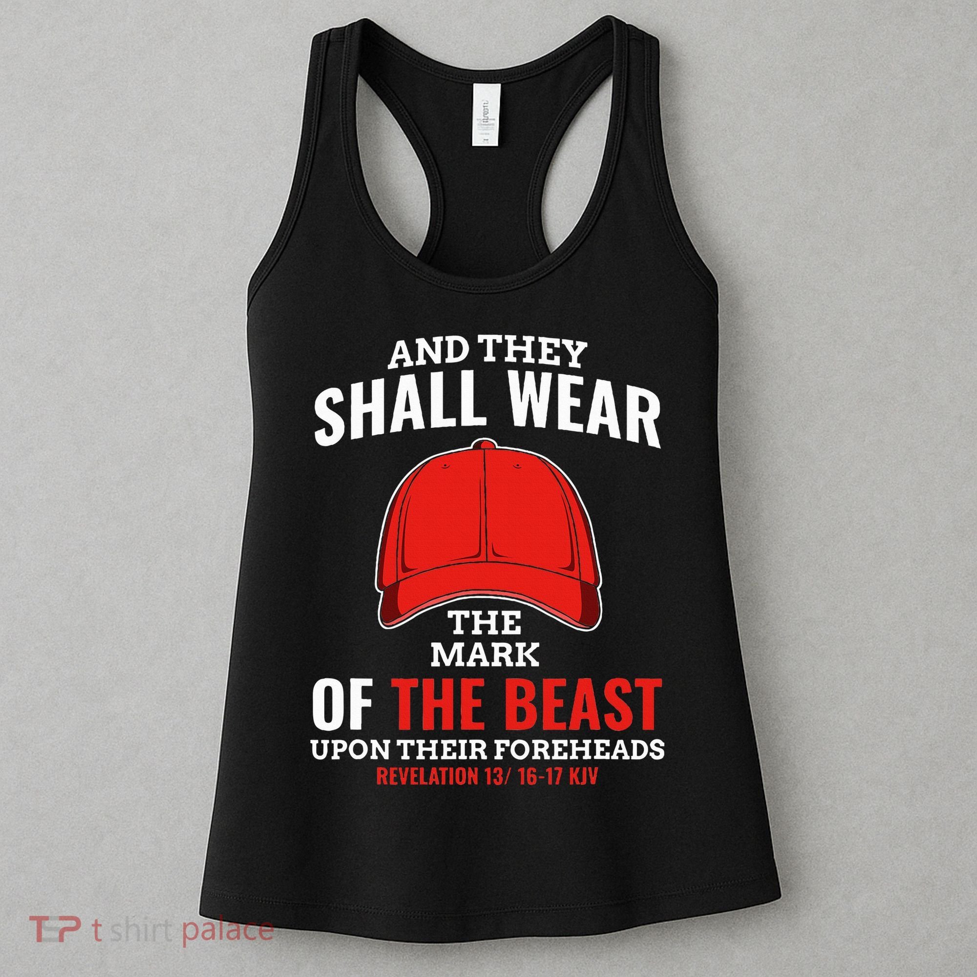 Funny Anti Trump Mark Of The Beast Red Hat Liberal Gift Women's Tank Top