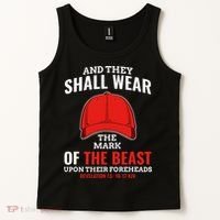 Funny Anti Trump Mark Of The Beast Red Hat Liberal Gift Tank Top thumb 2