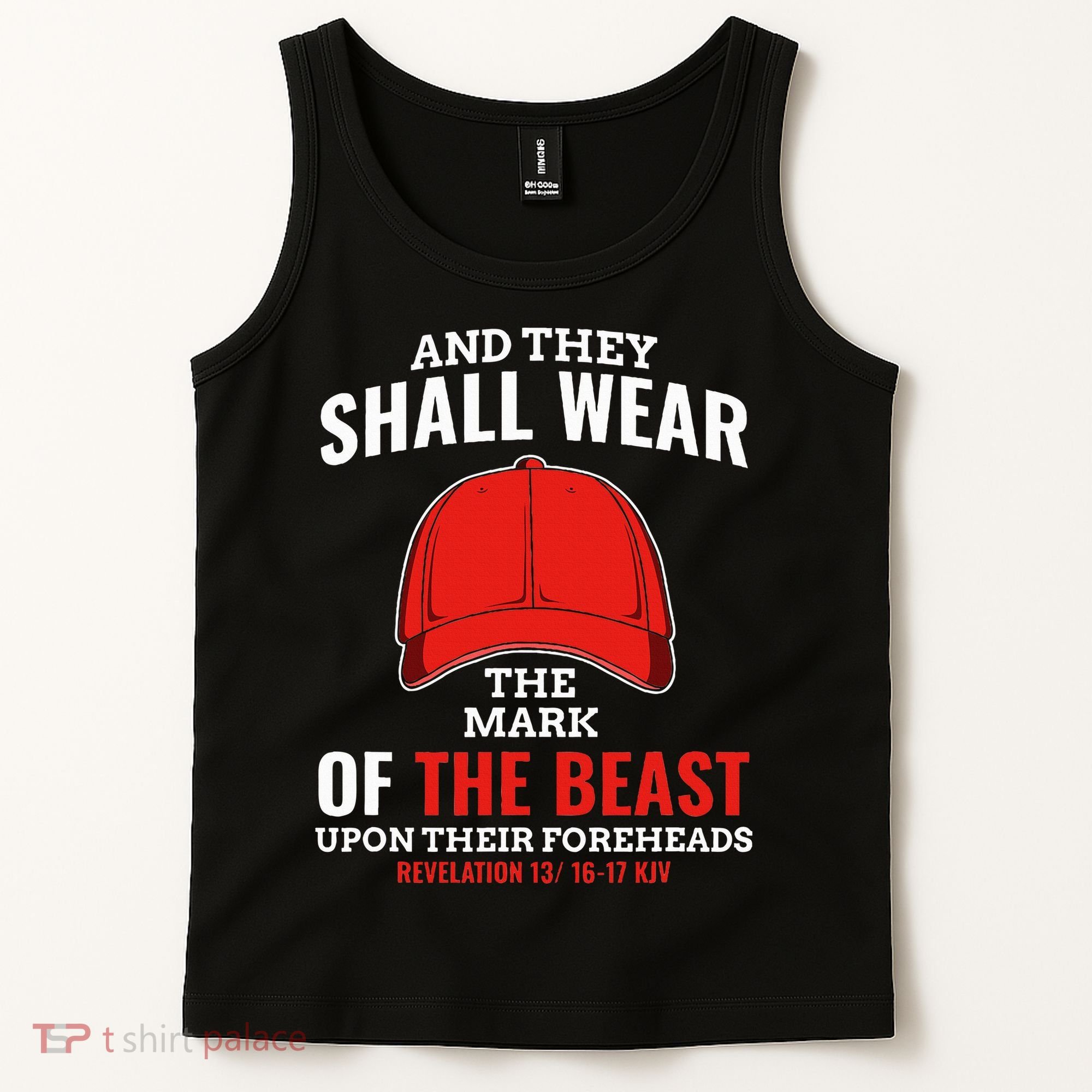 Funny Anti Trump Mark Of The Beast Red Hat Liberal Gift Tank Top