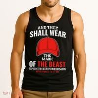 Funny Anti Trump Mark Of The Beast Red Hat Liberal Gift Tank Top thumb 3