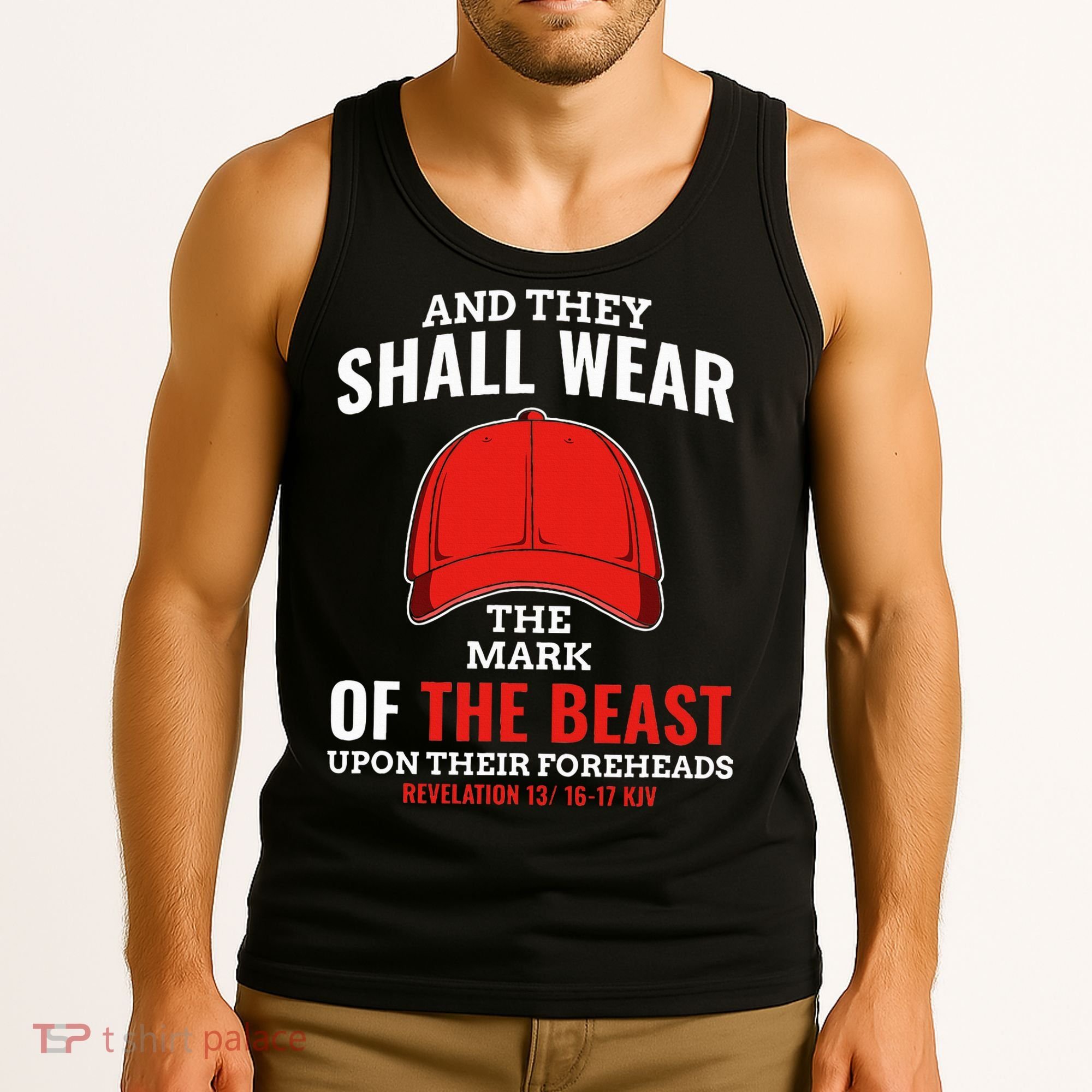 Funny Anti Trump Mark Of The Beast Red Hat Liberal Gift Tank Top