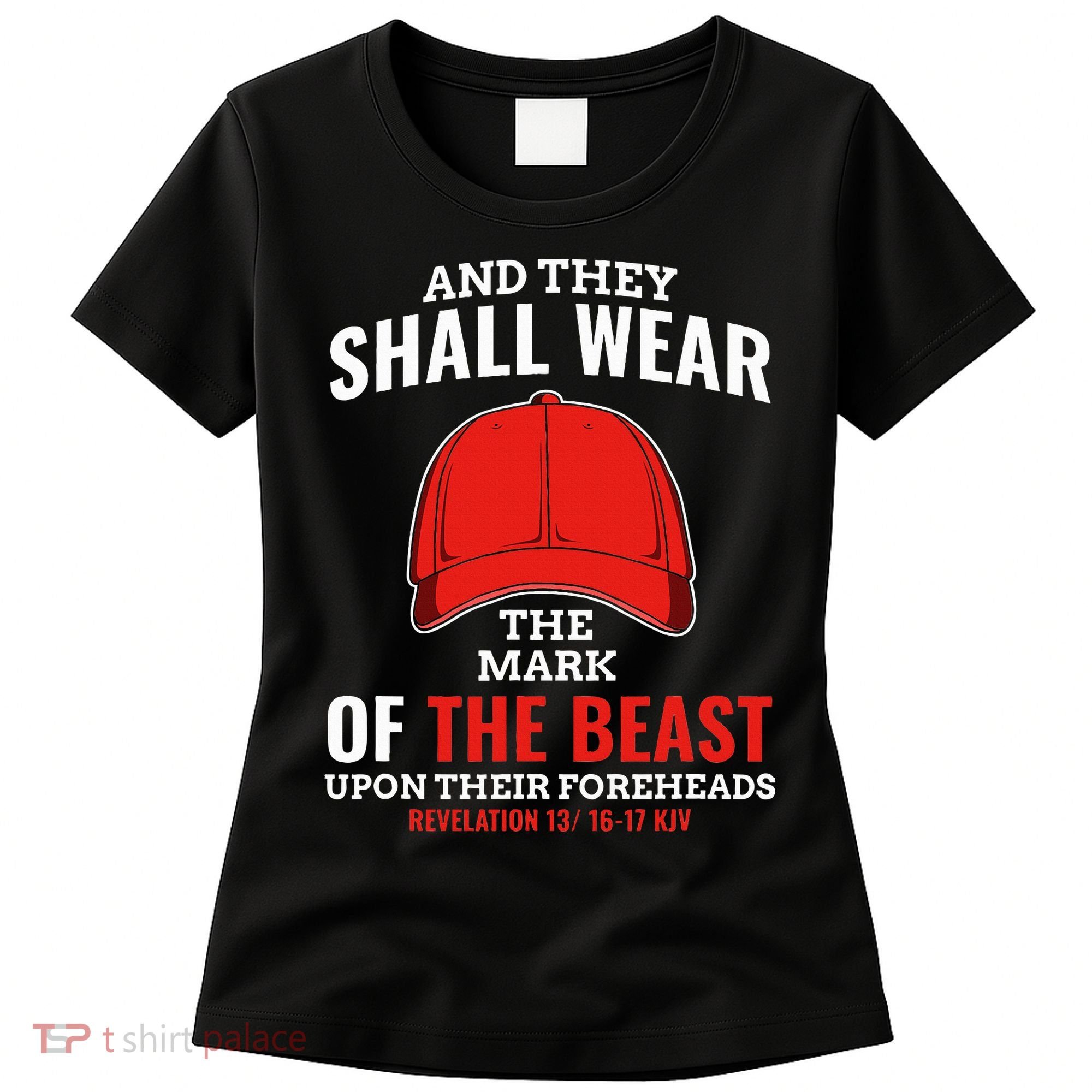 Funny Anti Trump Mark Of The Beast Red Hat Liberal Gift Women's T-Shirt
