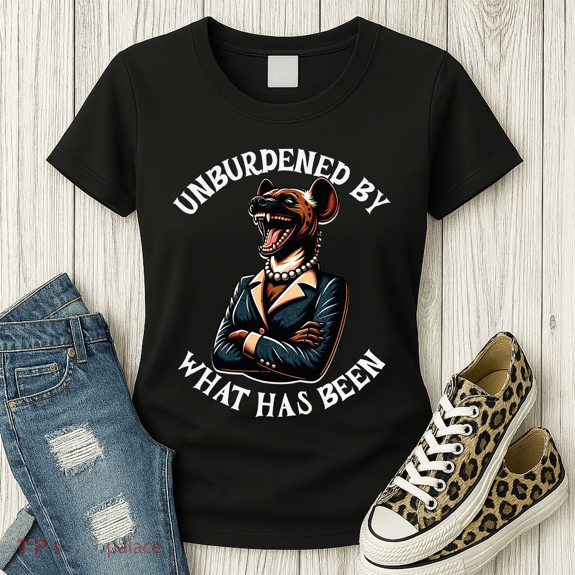 Funny Antikamala The Hyena With Famous Unburdened Quote Women's T-Shirt