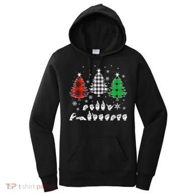 Funny Asl Trees Christmas American Sign Language  Women's Hoodie