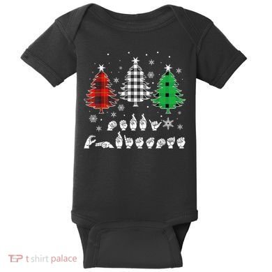 Funny Asl Trees Christmas American Sign Language  Baby Bodysuit