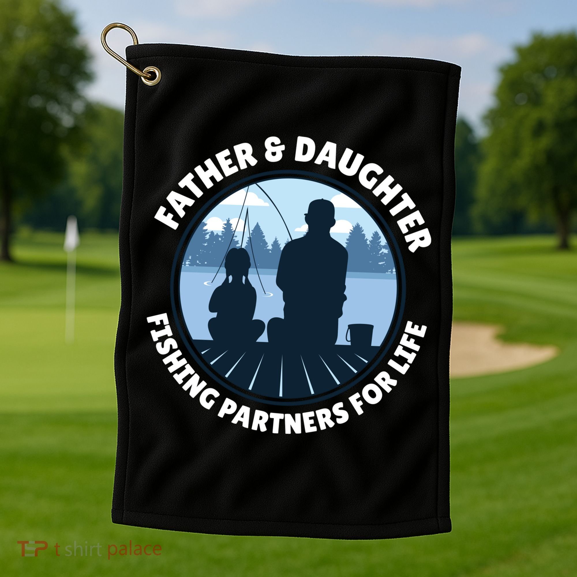 Father And Daughter Fishing Partners Golf Towel