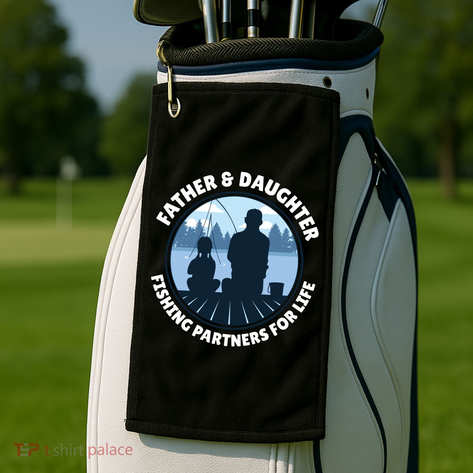 Father And Daughter Fishing Partners Golf Towel