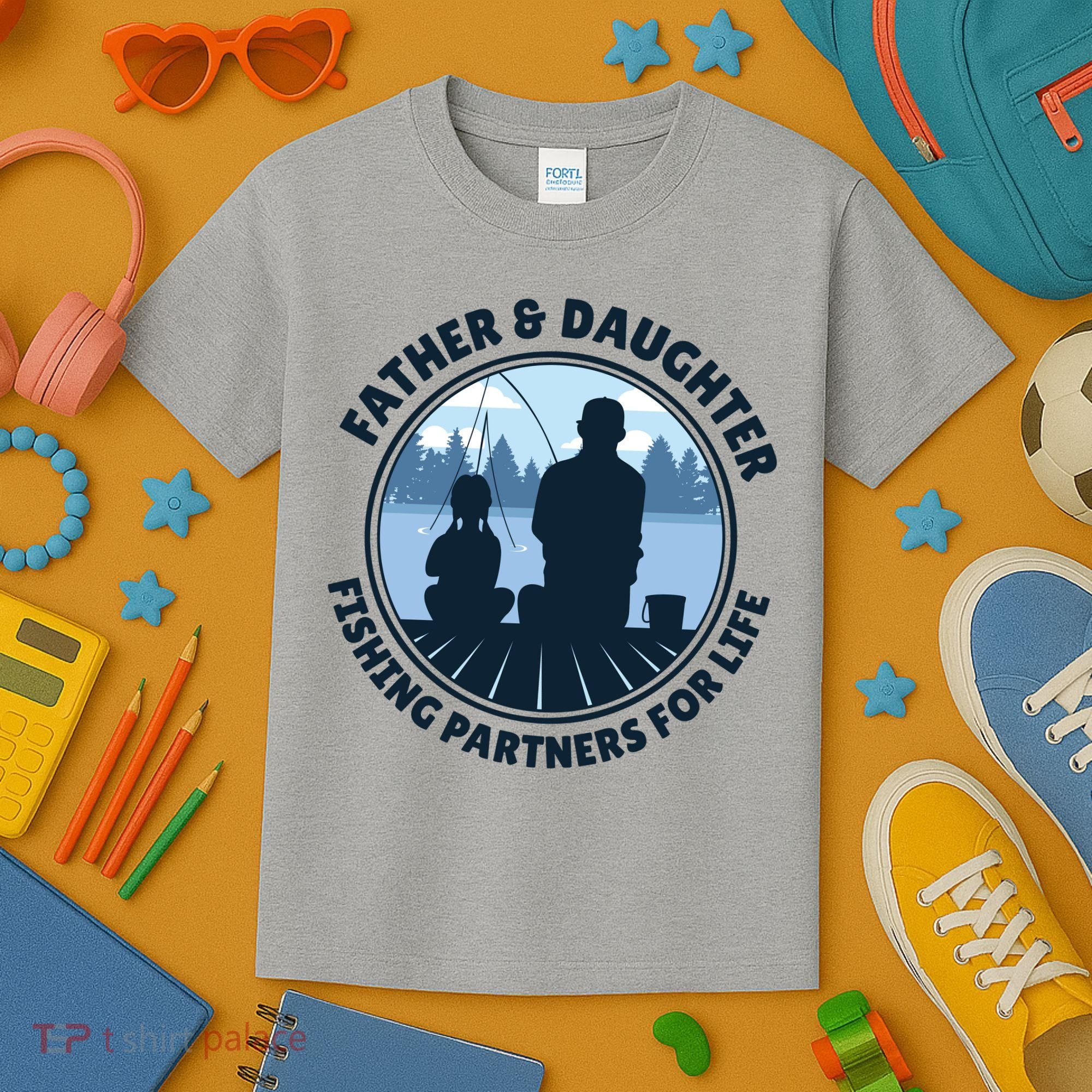 Father And Daughter Fishing Partners Kids T-Shirt
