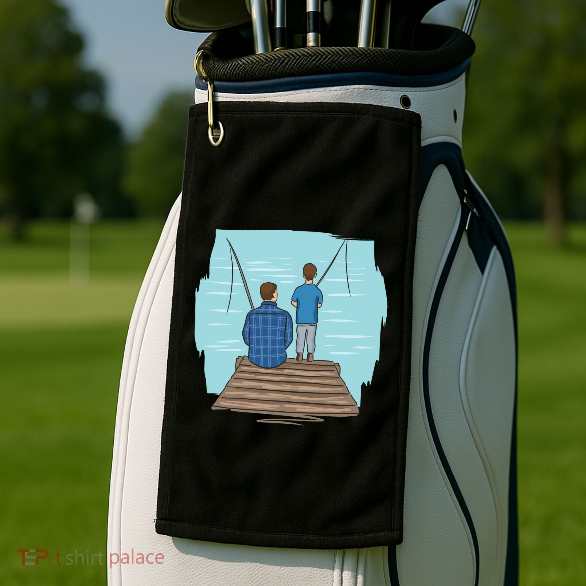 Father And Son Fishing Golf Towel
