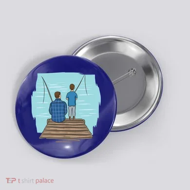 Father And Son Fishing Button