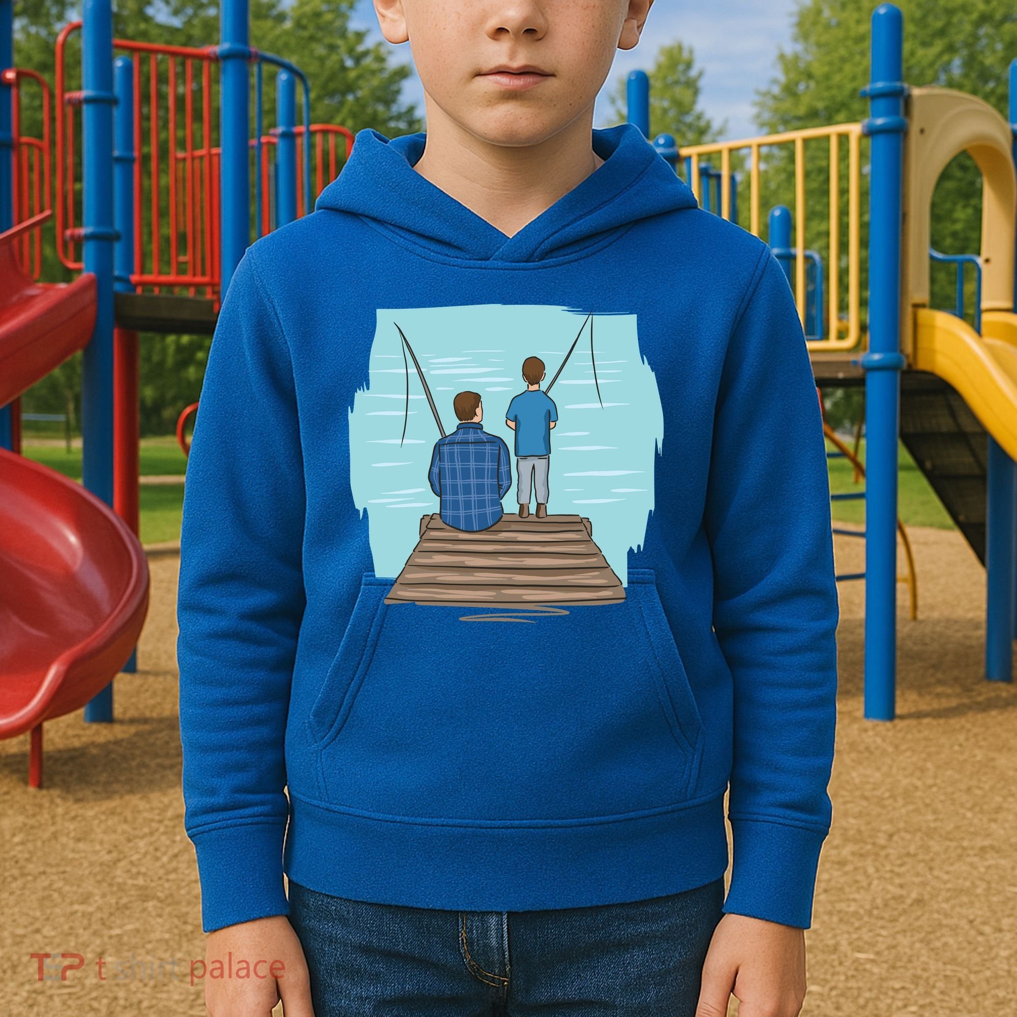 Father And Son Fishing Kids Hoodie