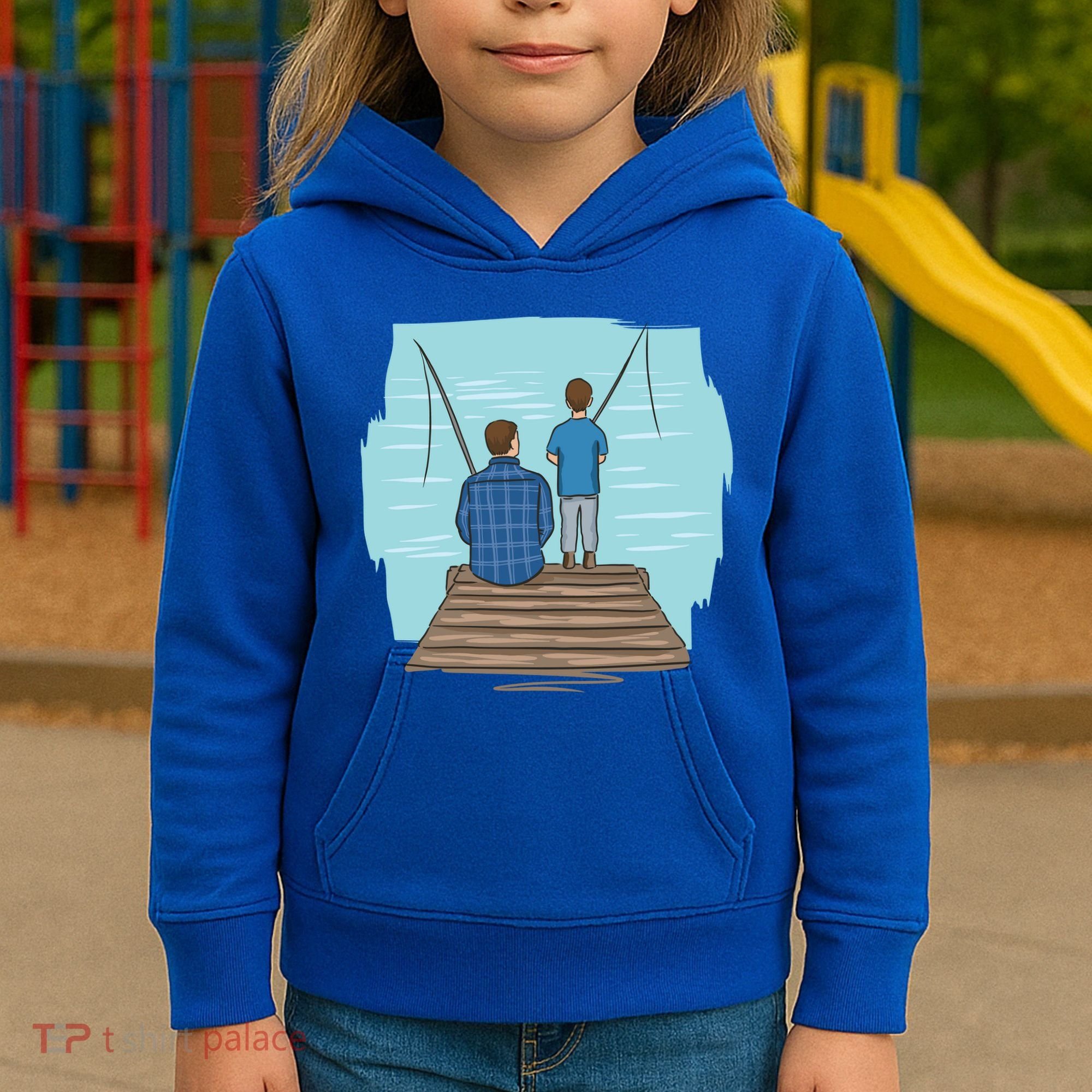 Father And Son Fishing Kids Hoodie