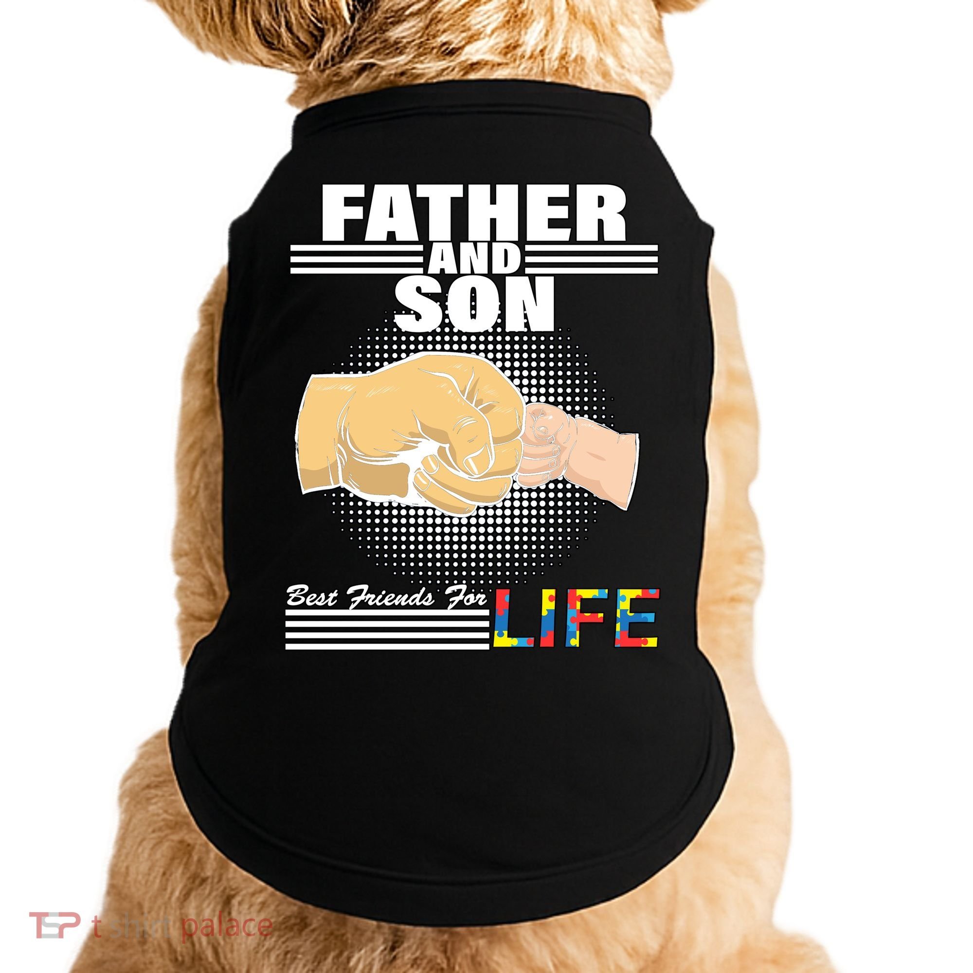 Father And Son Friends For Life Autism Awareness Doggie Tank