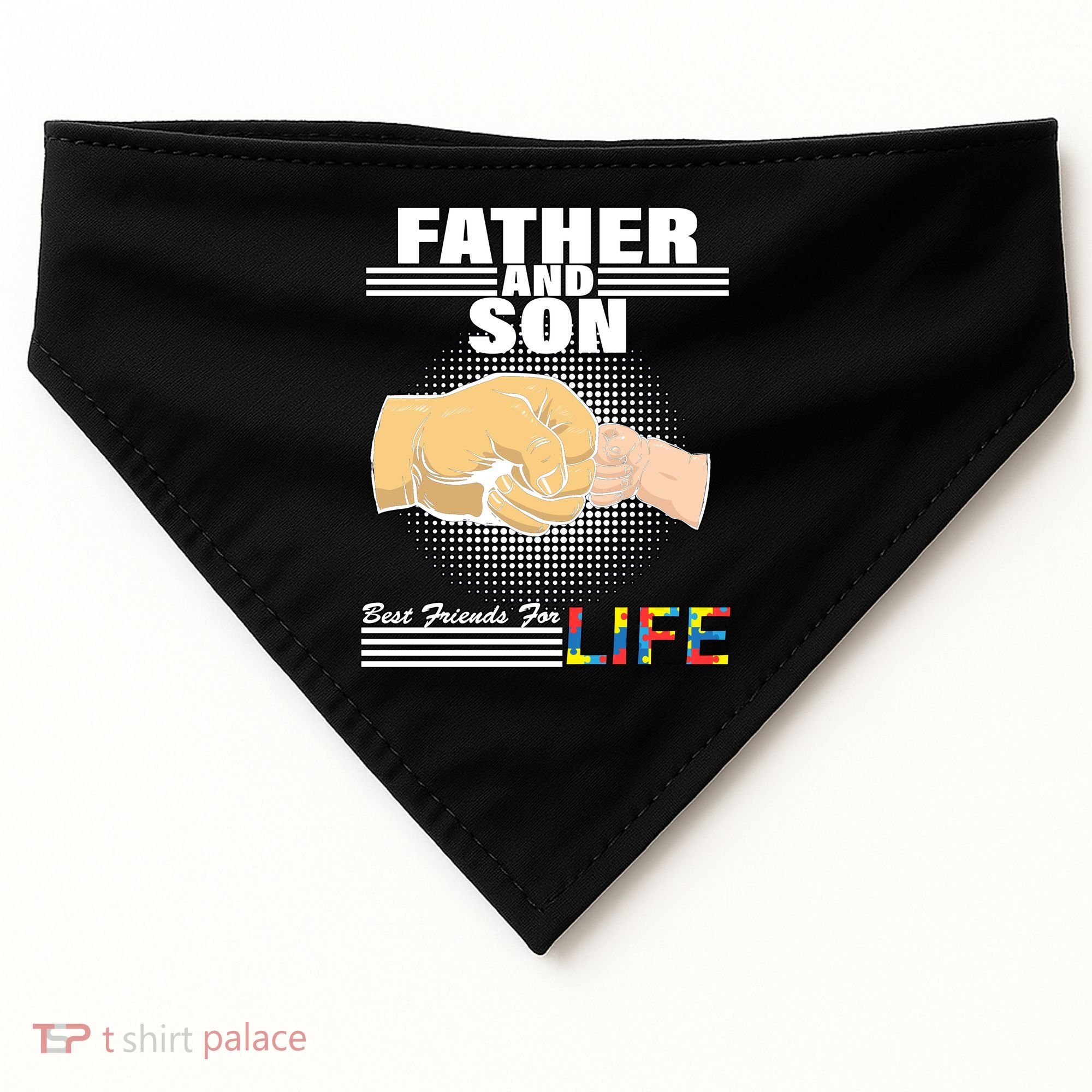 Father And Son Friends For Life Autism Awareness USA-Made Doggie Bandana