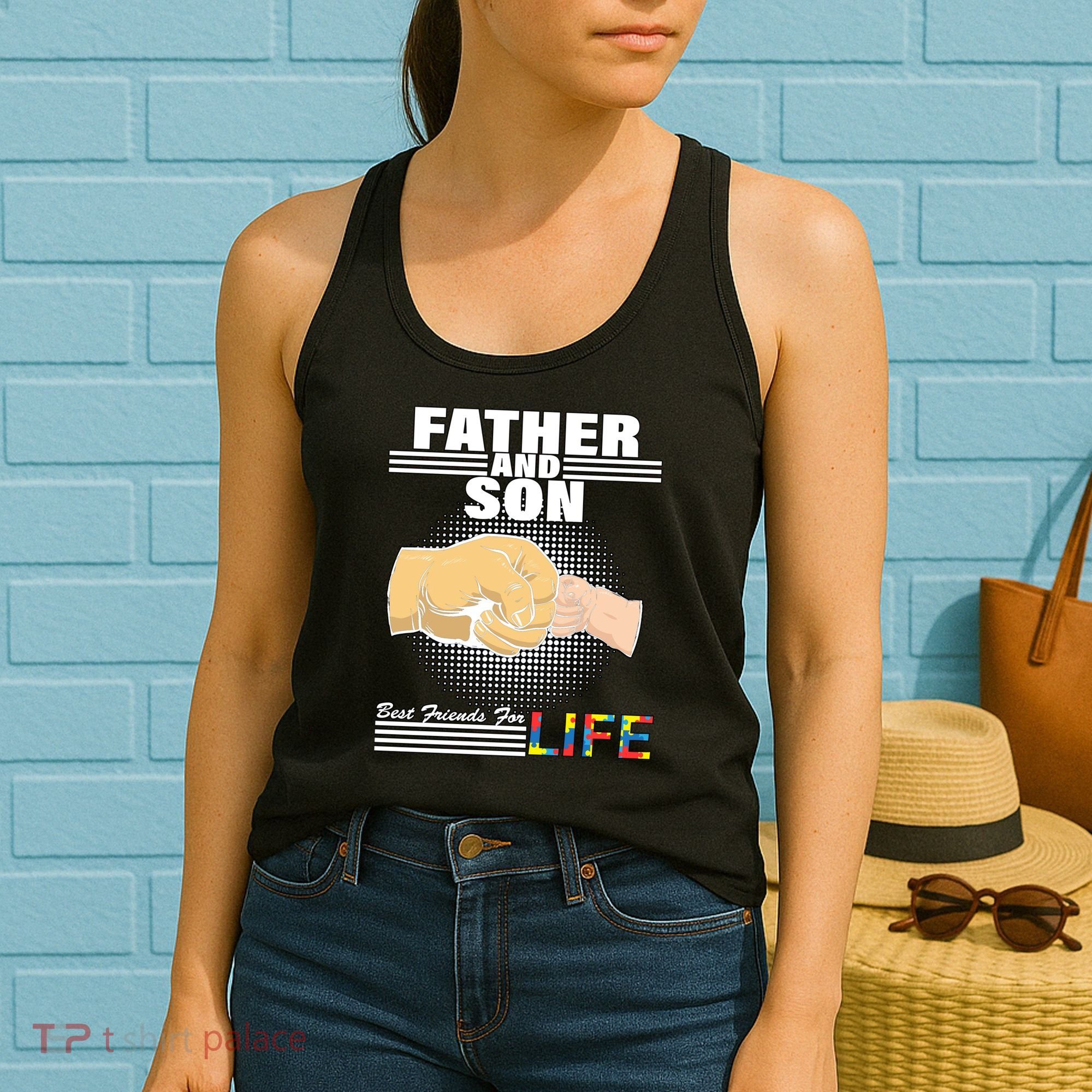 Father And Son Friends For Life Autism Awareness Women's Tank Top