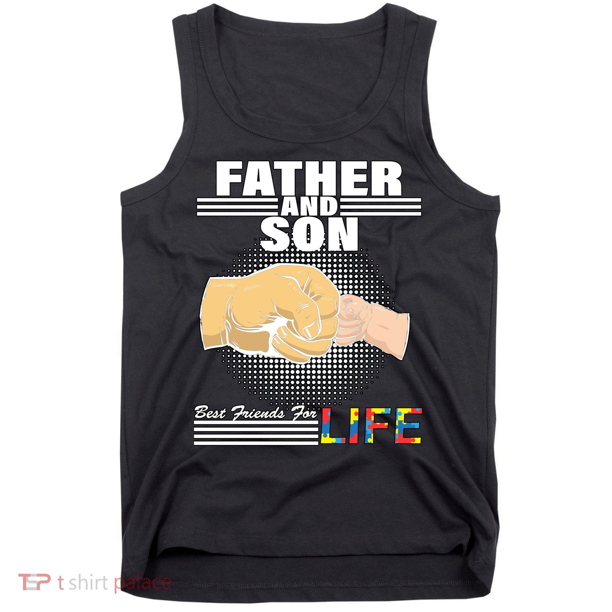 Father And Son Friends For Life Autism Awareness Tank Top
