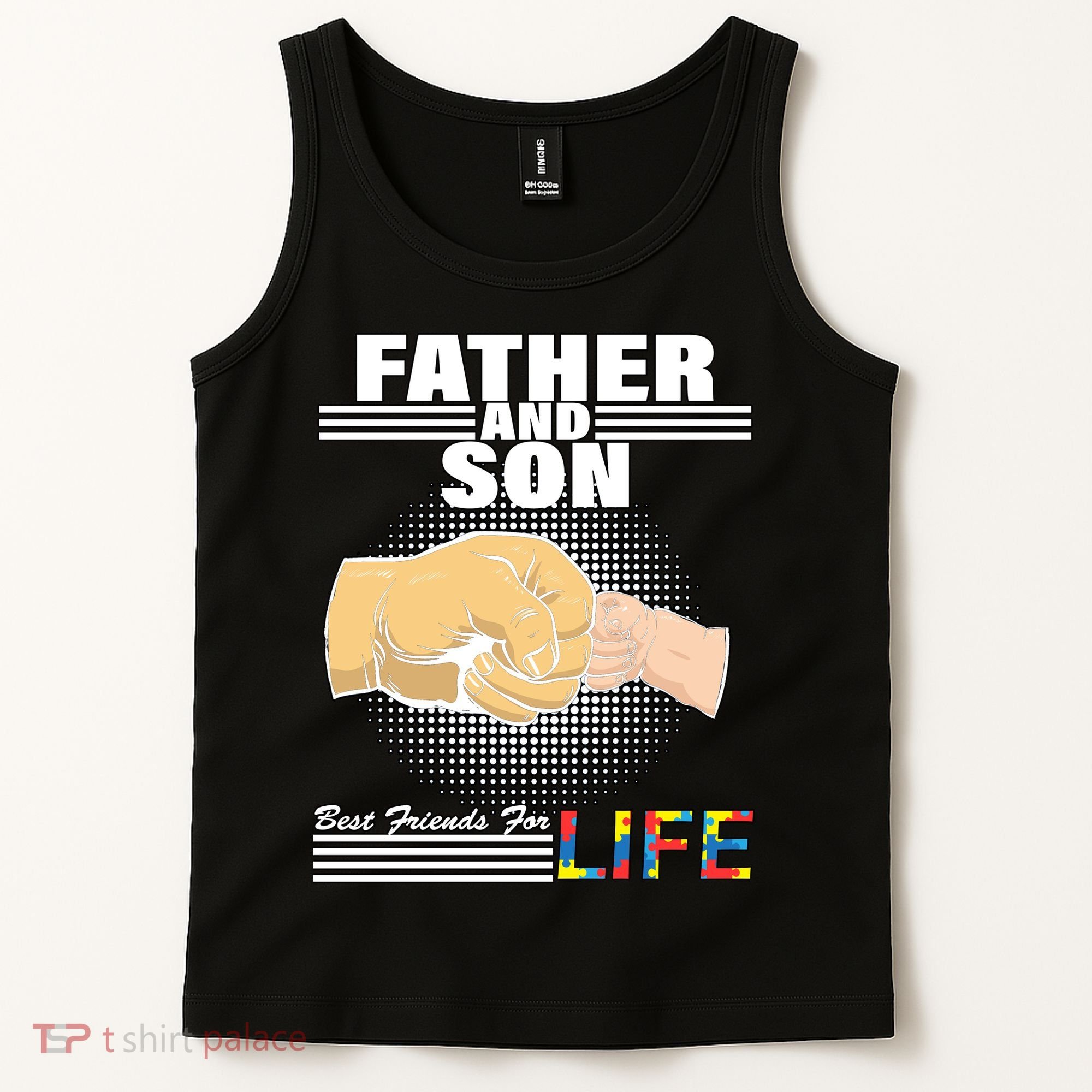 Father And Son Friends For Life Autism Awareness Tank Top