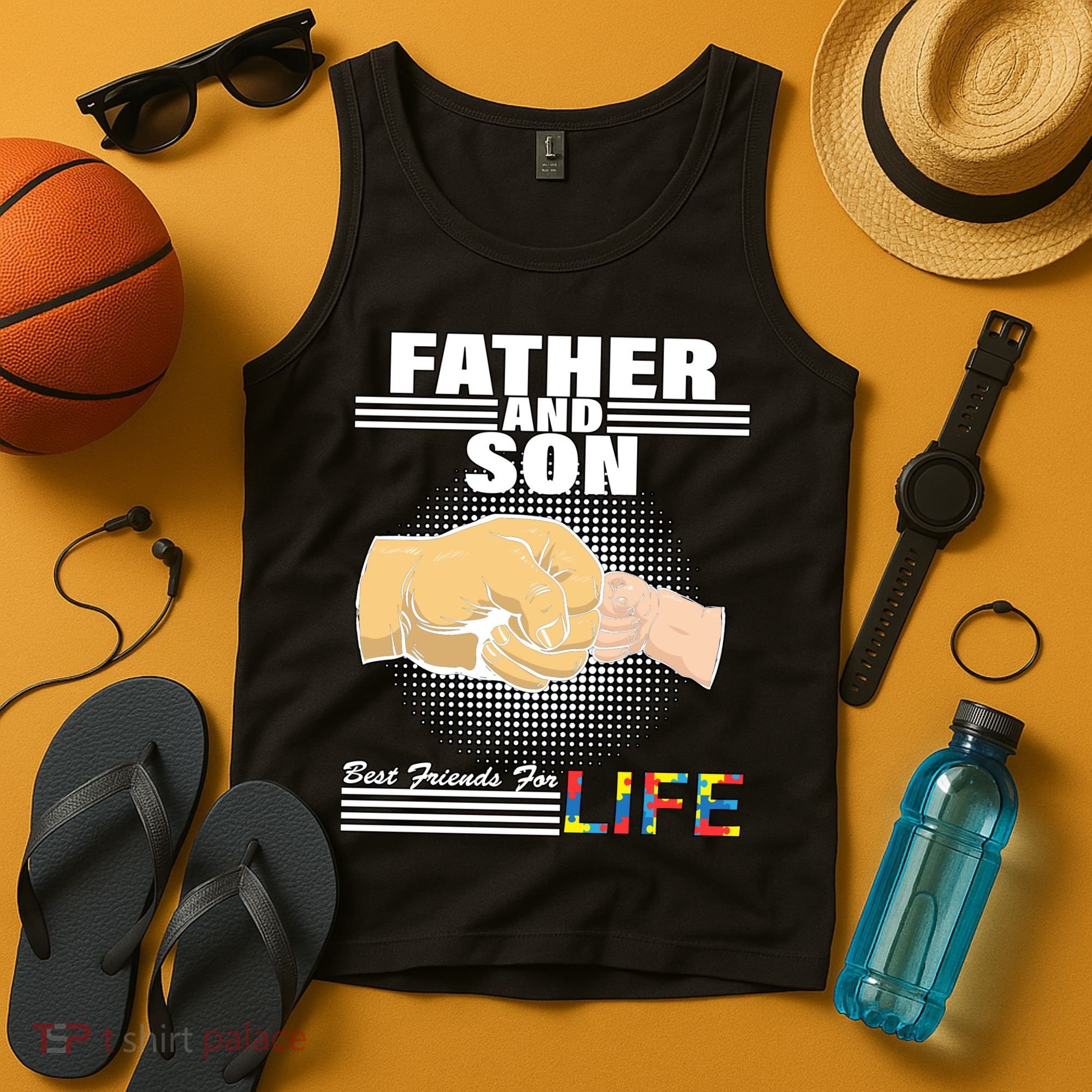 Father And Son Friends For Life Autism Awareness Tank Top