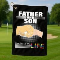 Father And Son Friends For Life Autism Awareness Golf Towel thumb 1