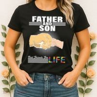 Father And Son Friends For Life Autism Awareness Women's T-Shirt thumb 2