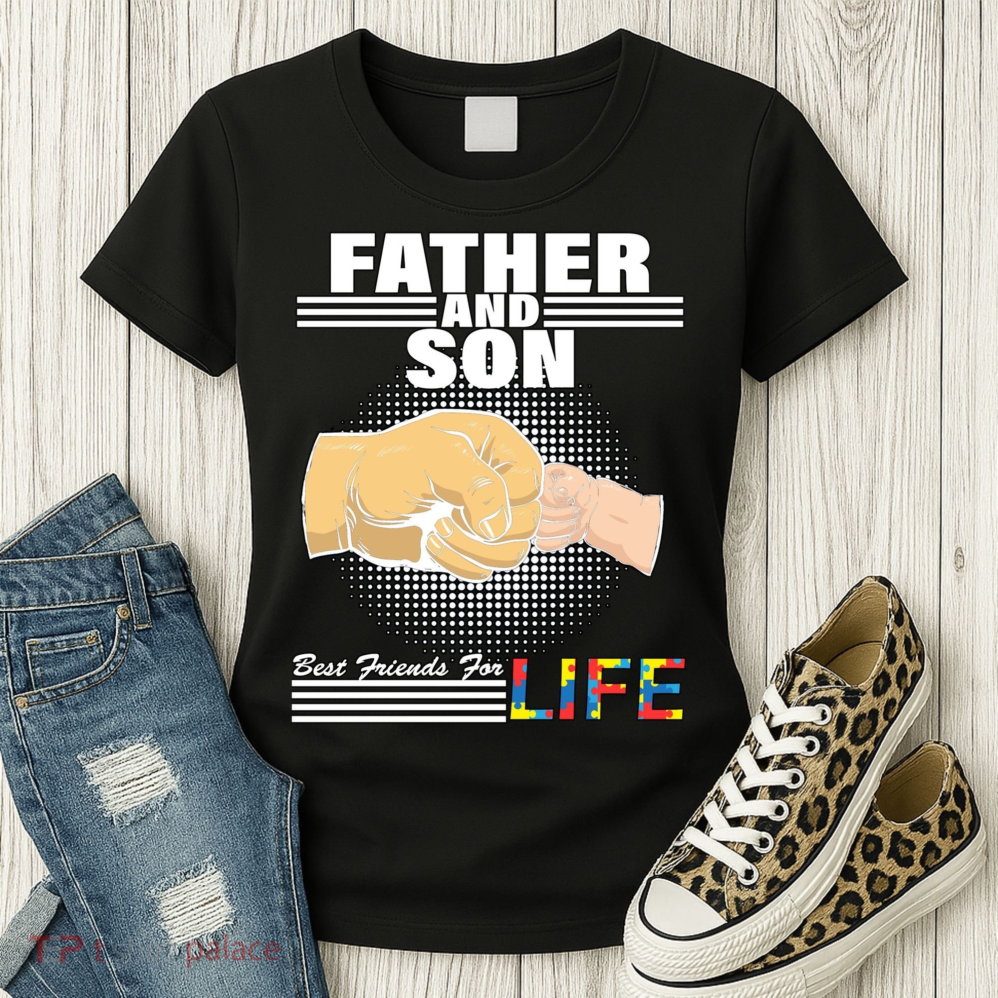 Father And Son Friends For Life Autism Awareness Women's T-Shirt