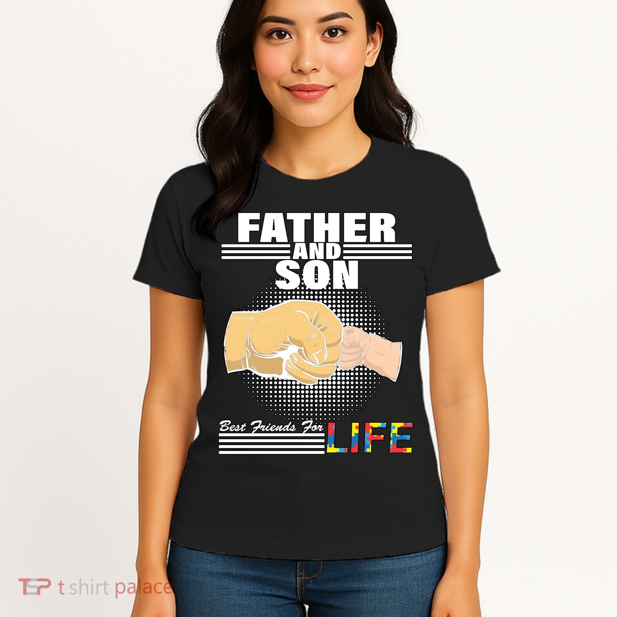 Father And Son Friends For Life Autism Awareness Women's T-Shirt
