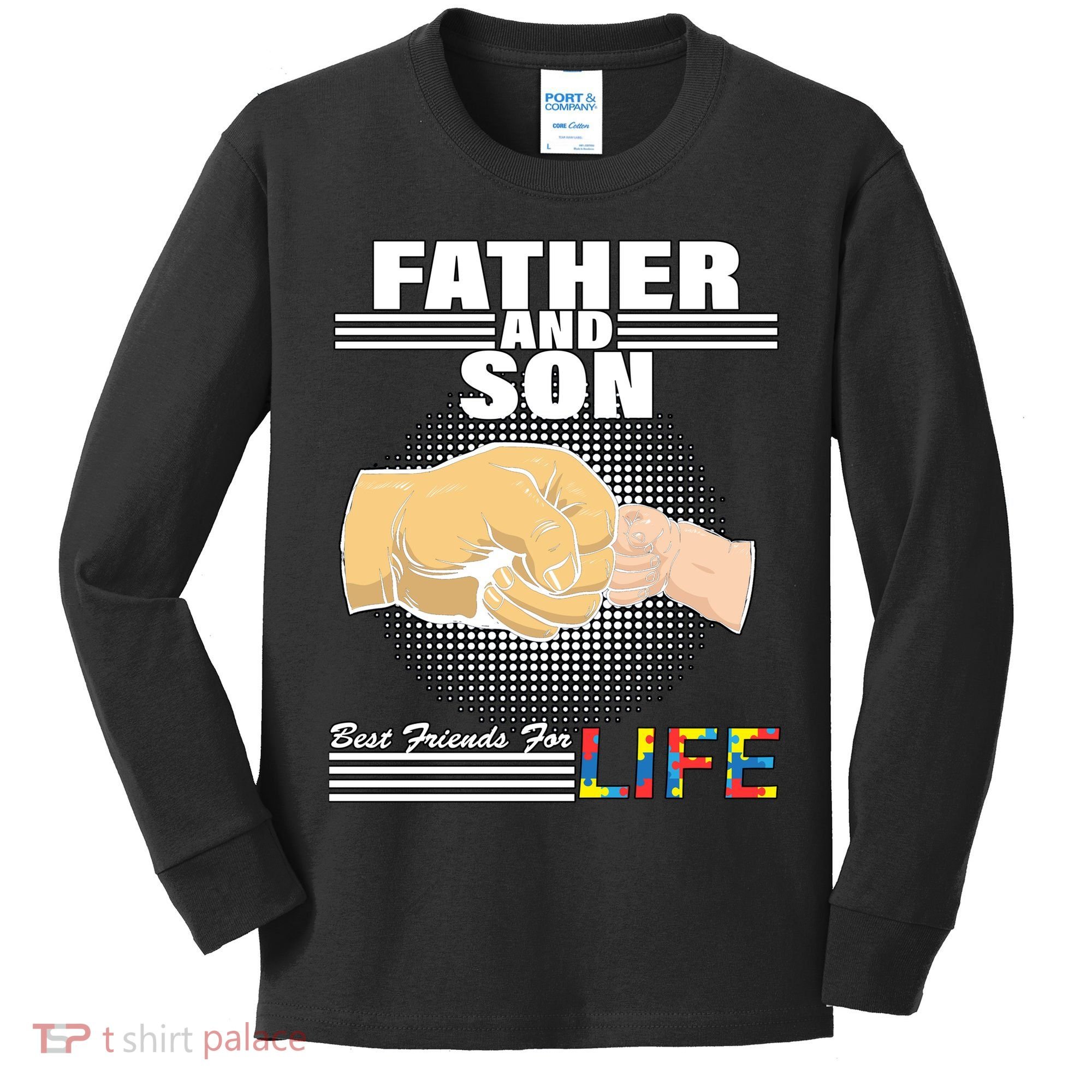 Father And Son Friends For Life Autism Awareness Kids Long Sleeve Shirt